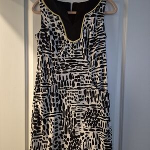 dressbarn Black and White Abstract Midi Dress